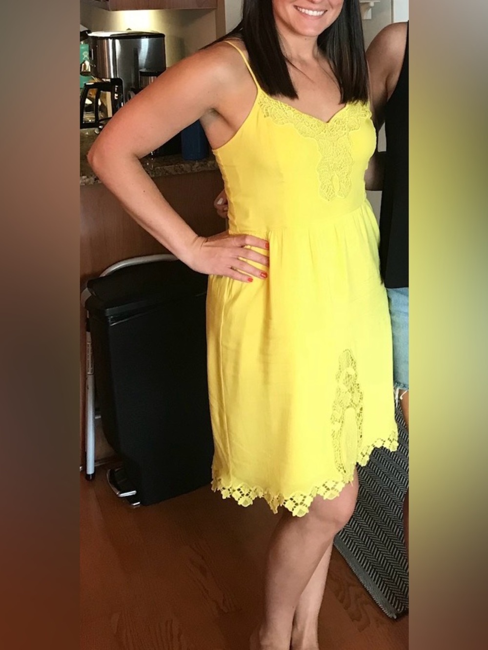 Stitch Fix Pixley Yellow Lace-Trim Sun Dress